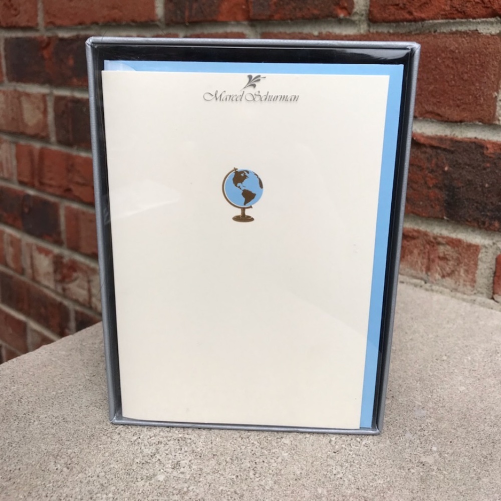 Marcel Schurman Engraved Globe Notecard Set